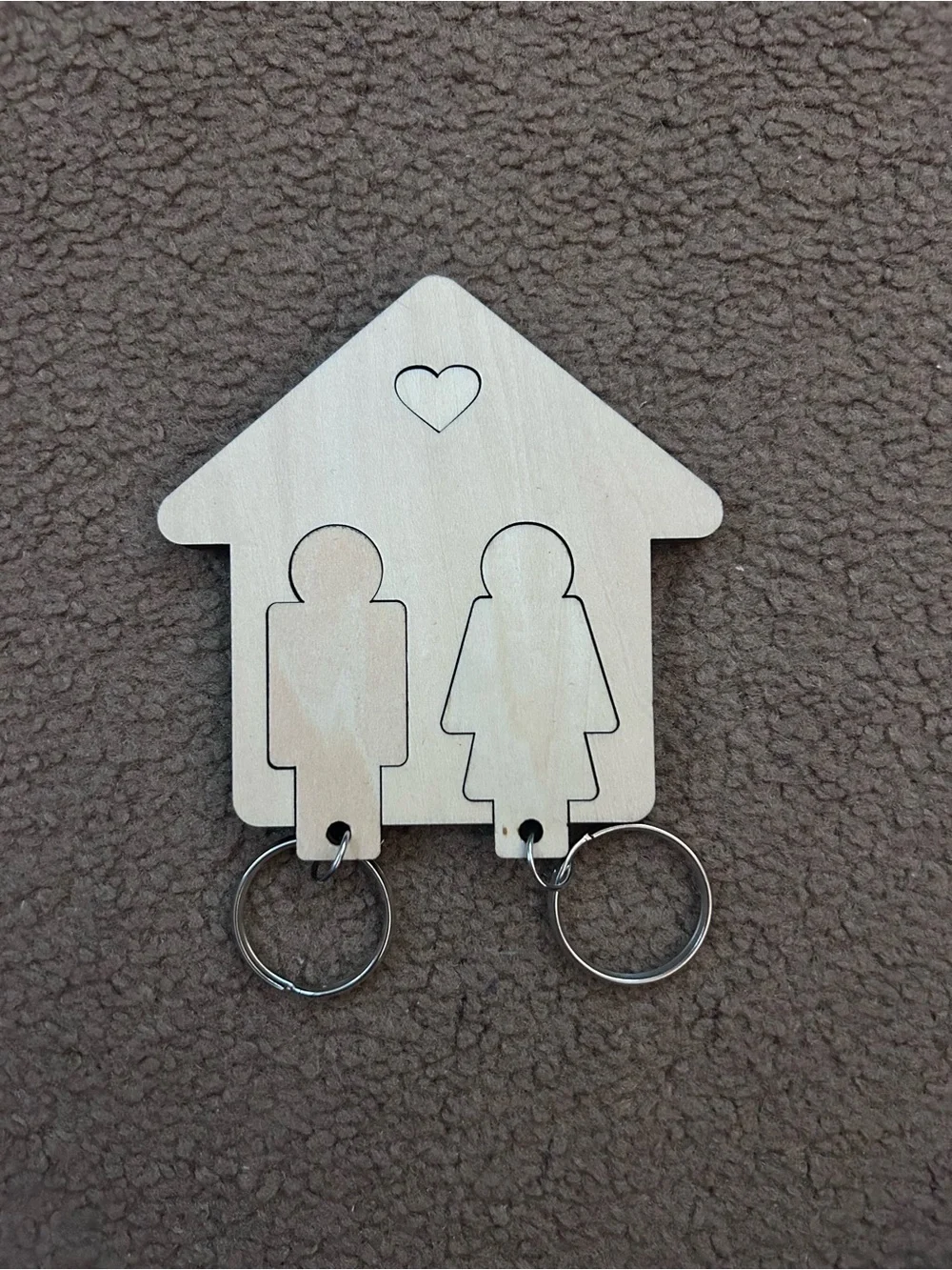 Couples Key Ring Organizer Wall Mount Natural Wood NWT